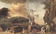 WEENIX, Jan Game Still Life Before a Landscape with Bensberg Palace (mk14) oil painting picture wholesale